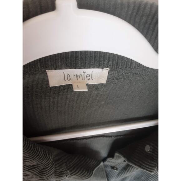 La Miel Corduroy Button Front Jacket Green Size L 100% Cotton - Picture 2 of 4